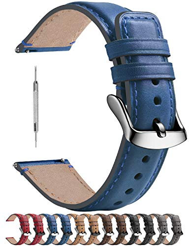 Fullmosa 6 Colores para Correa Reloj de Cuero Pulido 18 mm/20 mm/22 mm, Yola Serie Pulsera de Piel para Relojes de Liberación Rápida para Hombres Mujeres