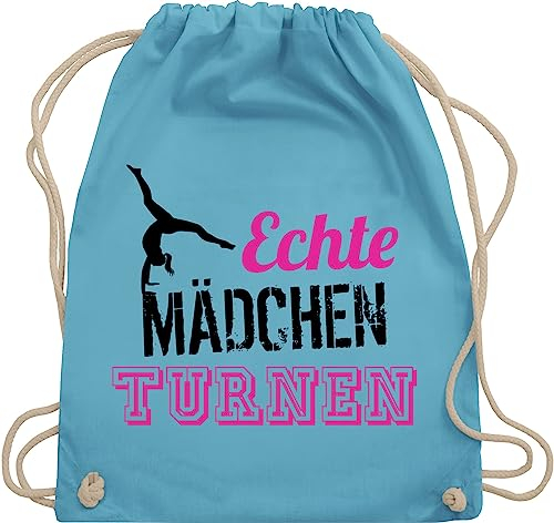 Turnbeutel Rucksack - Kinder Sport Kleidung - Echte Mädchen turnen fuchsia - schwarz - Unisize - Hellblau - gymnastics bag girls kinderturnbeutel 25. geburtstag turn beutel sportbeutel turnerin