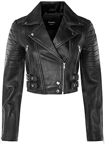Giacca Corta da Donna Giacca in VERA PELLE da Motociclista Chic Gotica