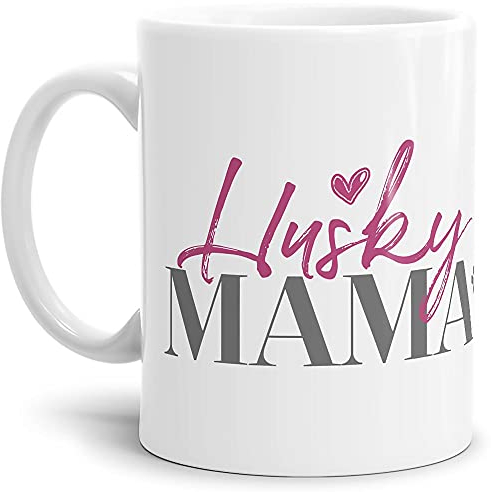 PfotenSchild Tasse für Hundebesitzer - Hunderassen Mama - Persönliche Geschenkidee - Hundetasse für Hundemamas Husky - 300 ml