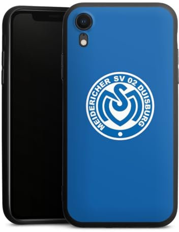 Premium Silikon Hülle kompatibel mit Apple iPhone Xr Handyhülle schwarz Case Offizielles Lizenzprodukt MSV Duisburg Wappen