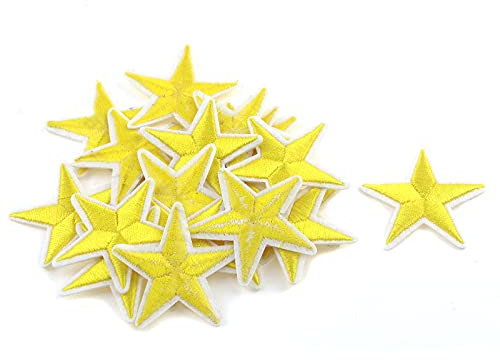 MY MIRONEY 20-Pack Yellow Star Iron On Patches Sew Embroidered Patches Star Motif Applique Stickers DIY for Cloth,Jeans,Jacket,Shoes,Hats