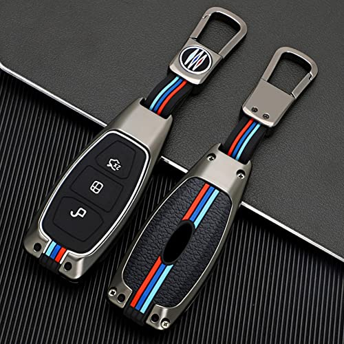 Otai Autoschlüssel Etui aus Zinklegierung Abdeckung Kompatibel mit Ford Fiesta Mondeo 3 4 5 MK3 MK4 MK5 Focus 3 4 Ranger S C Max Explorer Intelligente Schlüsselhülle (Matt, 3 Tasten A)