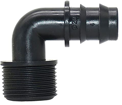5pcs 1/2 3/4 filetage mâle à 16mm 20mm 25mm de jardin de jardin Connecteur de barbe coude de tube en plastique coude,3/4 to 20mm