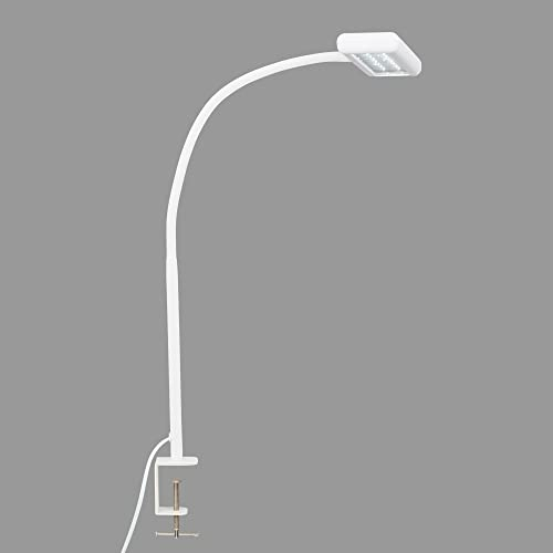 BRILONER Leuchten - LED Klemmleuchte, Tageslicht Klemmlampe, Schreibtischlampe inkl. Kabelschalter, dreh- und schwenkbar, Bürolampe 7,5 Watt, 800 Lumen, Weiß, 805x230x40mm (LxBxH) 2604-016