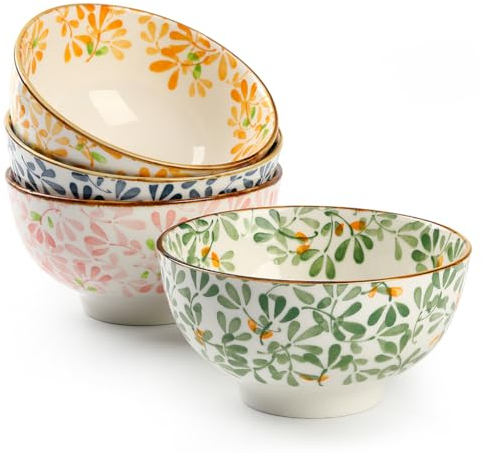 Bols Petit Dejeuner,Petit Bol Ceramique,Céramique Bowls de Céréale,Lot de 4 Bol à soupe,Ensemble de Bols céréales,pour Céréales,Soupe,Salade,Snack -12cm de Diamètre