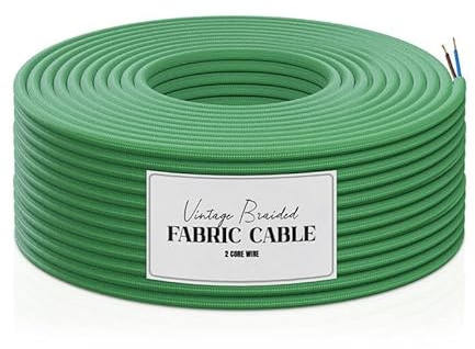 1 Meters / 3.28FT Braided Cables, LEDSONE 2 Core Electrical Cable, Vintage Braided Flex Cable Fabric Electrical Wire for DIY Lamps Industrial Pendant Lights Lighting Appliances (Green)