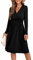 GRECERELLE Womens Autumn Wrap Dress Ladies Casual Long Sleeve V-Neck Midi Dresses for Women (Black, M)