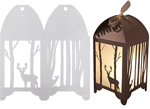 Weihnachten Stanzschablonen Laterne Metall Prägeschablonen 3D Schablonen Cutting Dies für DIY Scrapbooking Album Grußkarte Handwerk (Wald+Hirsch)