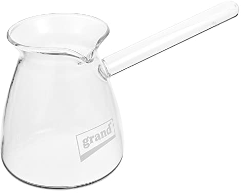 Cabilock Théière en Verre Transparente 450Ml Poignée Épaisse Anti-Brûlure Bouilloire Chauffe-Lait pour Maison et Salon de Thé Cafetière Turque Récipient à Café Adaptée Thé Tisane Boissons Chaudes