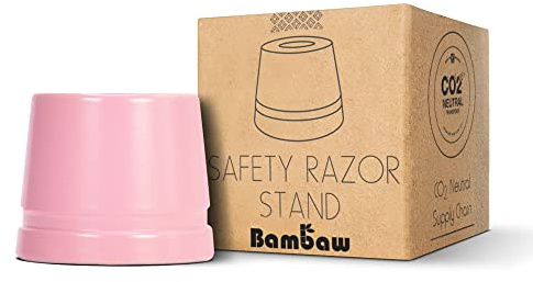 Bambaw Pink Safety Razor Stand | Does Not Fit All Safety Razors | Razor Holder Shave Stand | Double Edge Razor Stand | Razor Stand Holder | Shaving Stand