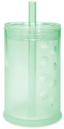 Olababy Clear View Silicone Training Cup with Straw Lid | Toddler Sippy Trainer 12mo+ | Unbreakable Water Drinking Cups for Kids 2yr+ | Baby Led Weaning & Feeding Supplies (Mint, 9 oz)