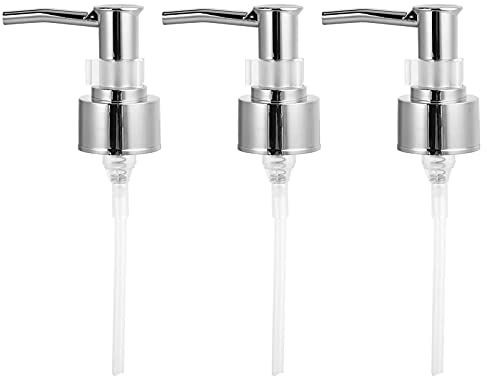 Lwuey Soap Dispenser Pump Head Chrome, Liquid Body Lotion Shampoo Conditioner Pumping Nozzle Replacement Silver Top Universal Fit Standard Thread Glass Plastic Bottle Neck Home Hotel Kitchen Bathroom