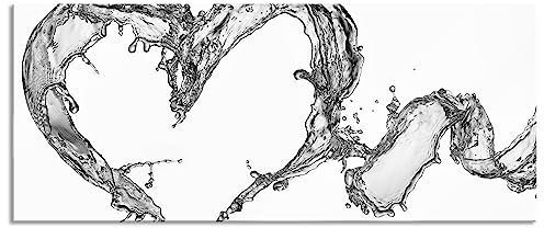 Pixxprint Glasbild Panorama, Wandbild aus Echtglas, Herz aus Wasser, 100x40 cm, inkl. Aufhängung und Abstandshalter