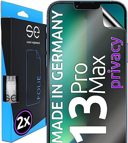 2x se® 3D SCHUTZFOLIE Privacy für Apple iPhone 13 Pro Max,Blickschutz, 100% Fingerabdruck & FaceID kompatibel, einfache blasenfreie Installation, Ultra-Klar, Stoß-Kratzfest, aus Deutschland