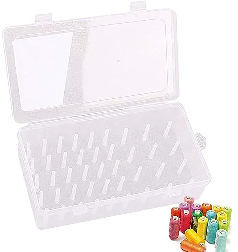 Nähgarn Aufbewahrungsbox Aufbewahrungsbox für Spulen Stickgarn Organizer für 42 Garnrollen leere durchsichtige Kunststoff Garnrollen Aufbewahrungsbox Acryl Nähgarnbox Stickerei Basteln Nähgarn