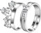 JewelryWe Paar Ringe Kreuz Herz: Edelstahl Zirkonia Kreuz Herz Krone Offene Pärchen Trauringe Partnerringe Freundschaftsringe Eheringe Verlobungsringe Hochzeit Band Gravur für Herren Damen Silber