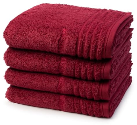 Vossen - Vienna Style Supersoft - 4 X Handtuch - Im Set - Baumwolle - extrem flauschig (50 X 100cm Rubin)