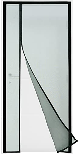 ARCOL Zanzariera Magnetica per Porta - Zanzariera Porta Finestra con Apertura Laterale per Porte con Maniglia - Zanzariere Magnetiche per Porte Finestre con Singola Potente Calamita (95x220 cm, Nero)