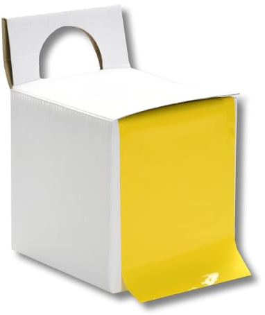 dm-folien gmbh Dehnband in Box | 100 mm breit x 1200 mm lang 100 Stück auf Rolle | Stretchfolie versch. Farben für Kartons Pakete Paletten Umzug dehnbar flexibel (Gelb)