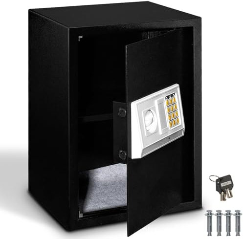 TANGZON Security Safe Box, 48L Electronic Safe Cabinet with Removable Shelf, 2 Keys & Carpeted Floor, Steel Jewelry Money Cash Deposit Box for Home Office Hotel