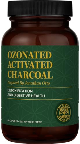 Global Healing Center - Ozonated Activated Charcoal Powder - Advanced Digestive Detox That Adsorbs Internal Unwanted Compounds - Helps Relieve Occasional Gas Discomfort - 60 Activated Charcoal Pills