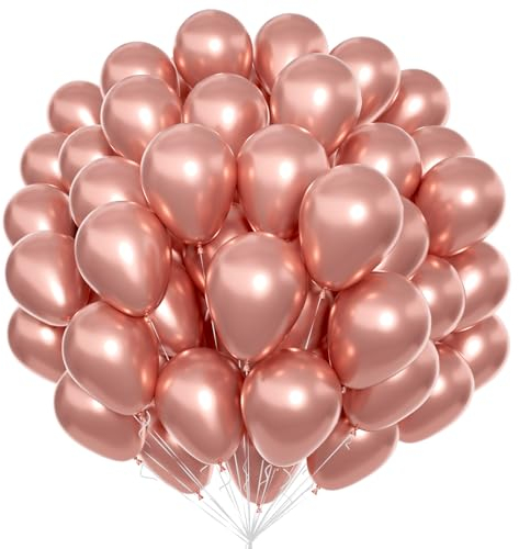 Unisun Rose Gold Luftballons 100Pcs, 12 Zoll Metallic Chrom Rosegold Latex Ballons Pack für Ballon Bogen Kit Geburtstag Hochzeit Baby Shower Karneval Veranstaltungen Party Dekorationen