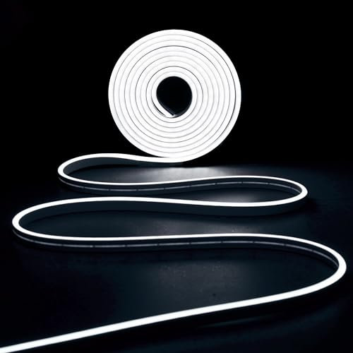 IBIZA - NEON500-CW - LED Neon Strip Light Cool White 5 Meter - Silikon - IP65 - Schneidbar und flexibel - Mit Hauptadapter - Personalisierbare Neon LED