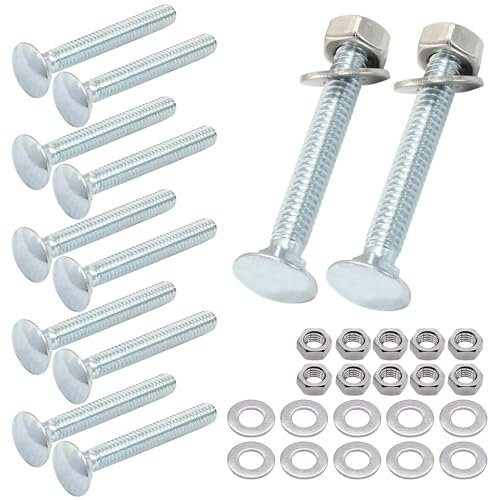 Luomorgo 12 set di bulloni a testa tonda da 1/4-20 x 2, viti completamente filettate a testa quadrata, bulloni a testa tonda in acciaio zincato con dadi esagonali, rondelle piatte