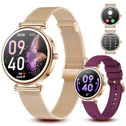 FIYAPOO Montre Connectée Femme,Écran Tactile HD de 1,3 Pouces Étanche IP68,avec Appel Bluetooth Sport Smartwatch Podometre Cardiofrequencemetre Oxymetre Trackers d'Activité pour Android iOS Cadeau