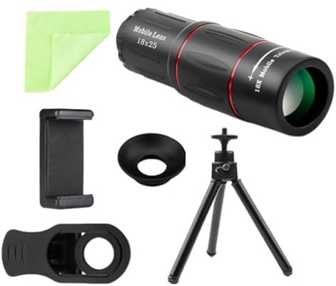 Télescope Monoculaire – Lunette Monoculaire Haute Puissance 18 X 25 avec Adaptateur pour Smartphone | Télescope Monoculaire Portable HD Monoculaire pour L'observation des Oiseaux Adultes Chasse
