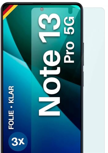 moex für Redmi Note 13 Pro 5G Schutzfolie Displayschutz Folie Ultra-klar HD 0,2 mm kompatibel mit jeder Hülle, Anbringen ohne Blasen, Handyfolie Extra Kratzfest, FlexProtect 3 Stück
