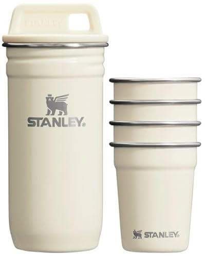 Stanley Adventure Pre-Party Nesting Shot Glass Set | 4 Shot Glasses in Travel Carrying Case | 2 oz Stainless Steel Shooters | BPA-Free | Cream Gloss