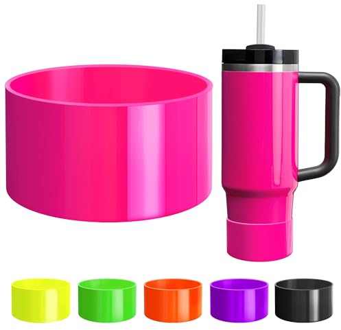 Xzyden Protective Silicone Boot for Stanley Cup 20-40oz, Hydro Flask 12-24oz & Simple Modern 20-40oz, Antislip Sleeve Cover Neon for More Tumblers & Water Bottles with 2.8-2.95 Base