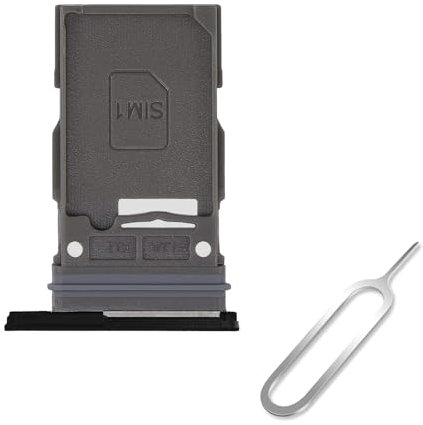 Cemobile SIM-Kartenfach Slot Halter Ersatz für Samsung Galaxy S24 & S24 Plus (Einzel-SIM-Version) mit wasserdichtem Gummidichtungsring + SIM-Kartenfach offener Auswurfstift (schwarz)