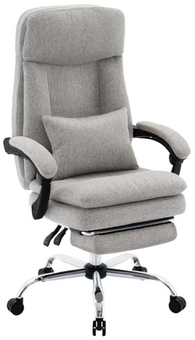 LXRADEO Office Chair, Ergonomic Computer Chair,High back Executive Swivel Chair,Footrest Cushion Soft Breathable Linen Chairs,Tilted Rotating Home Office Chair,Grey