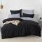 Nesture Ropa de cama de 135 x 200 cm, 2 piezas, color negro/gris, ropa de cama reversible de microfibra, suave y no necesita planchado, 1 funda nórdica y 1 funda de almohada de 80 x 80 cm con