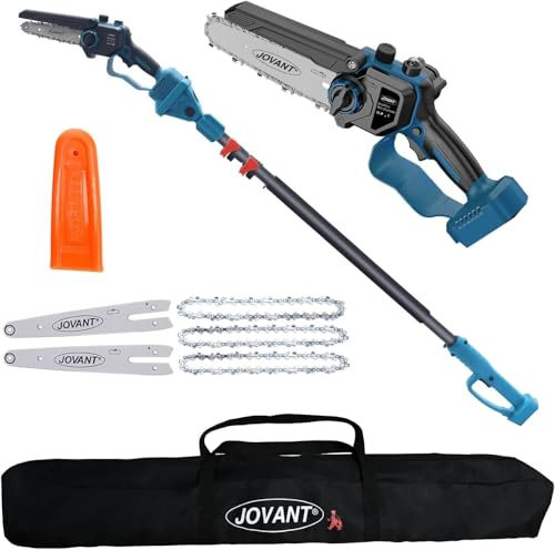 Brushless Mini Chainsaw with Pole, Battery Powered Pole Saws for Tree Trimming, 15ft Reach Electric Saw for Trees with Pole(Pole Saw Only, No Battery)