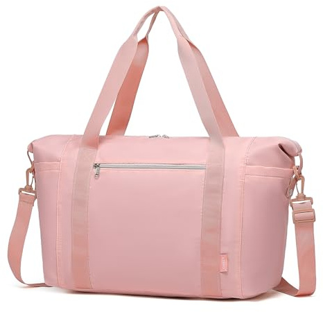 Kono Handgepäck 46x30x20 cm, Untersitz-Kabinentasche wasserabweisend, Wochenendtasche für Damen und Herren, Sporttasche, Tragetasche und praktischer Reisebegleiter (Rosa)