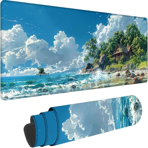 Tappetino Mouse xxl Gaming 1500 x 800mm, Blu Tappetino per Mouse Mare Tappetino Mouse Gaming, Migliora Precisione e Velocità, Tappetino Pc Scrivania per Ufficio e Gaming Decorazione Regalo 3-9