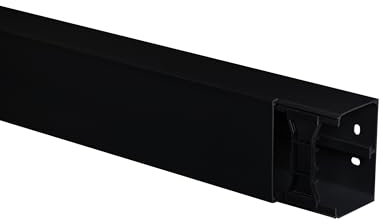 KOMIB Hochwertige Kabelkanäle Schwarz 10 Meter - 5 x 2m (5 Stück) Elektroinstallation Kabelkanal Kabelabdeckung Kabelmanagement Diverse Größen/VDE (90 x 60mm)