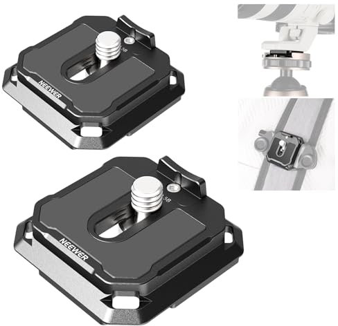 NEEWER 38mm Square Quick Release Plate 2 Pack, Anti Off Arca Type QR Camera Mount Plate Compatible with Peak Design Capture V3 Camera Clip Shoulder Strap Tripod Head, 17.6lb/8kg Max Load, QPR-5