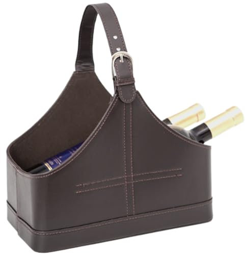 Porte-revues en cuir avec poignée supérieure - 27,9 x 15,9 x 21,6 cm - Panier à magazines pour vin, fleurs, fruits, magazines