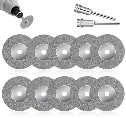 10 Stück Diamant Trennscheiben, 20 MM Mini Kreissägeblatt Diamantscheibe mit Schaft Dorn Schneidscheiben Diamant Schleifscheibe Zubehör für Rotationswerkzeug