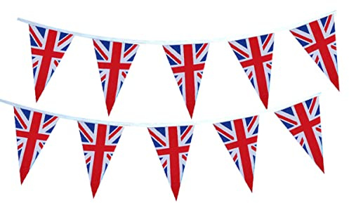 Cabilock Wimpelkette für Party und Eventdekoration aus Polyester Wetterfest mit Britischer Nationalflagge im Innen und Außenbereich