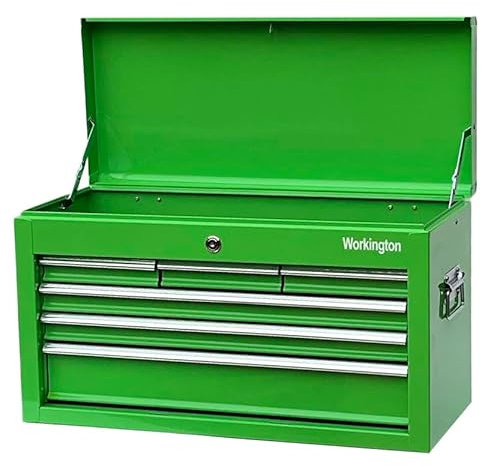 Workington Portable Metal Tool Chest with 6 Drawers, 24 6-Drawer Tool Chest Cabinet with Ball Bearing Drawer Slides, Steel Tool Storage Box Organizer 4005 Green