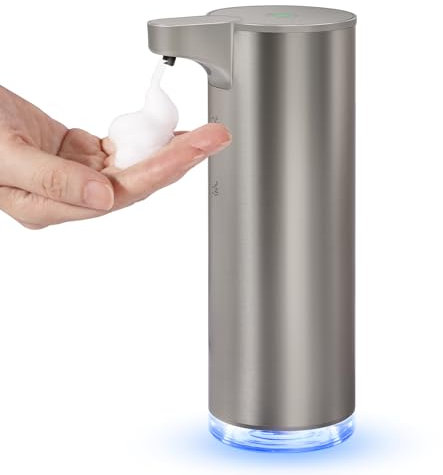 Seifenspender Automatischer Edelstahl Schaumseifenspender Elektrischer - LAOPAO Soap Dispenser Set mit LED-Beleuchtung Berührungslos für Küche & Bad Hygienische Seifenspender für Familie, Hotel, Resta