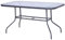 DecHome - Tavolo da Giardino Rettangolare in Vetro Temperato e Metallo con Foro per Ombrellone 140x80x70 cm Colore Nero
