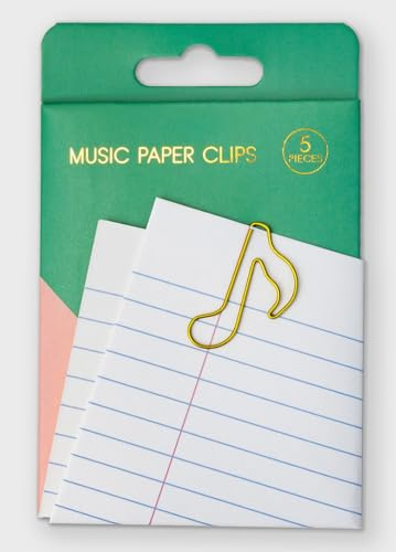 Suck UK - Paper Clips Music | Gold Paperclips for Stationery Supplies | Large Paper Clips for Paperwork & School Stationery Set | paperclips metal | Cute Set Office & Home | Metal Notes & Organization
