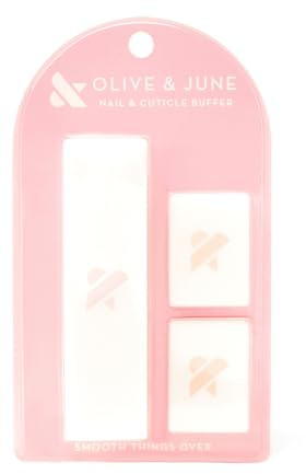 Olive & June Buffer Pack | 1 Full-Size + 2 Mini Nail Buffers for Manicures and Pedicures | Gentle Multi-Grit Buffers for Cuticles, Smoothing & Nail Prep | Salon-Quality Nail Tools for At-Home Use